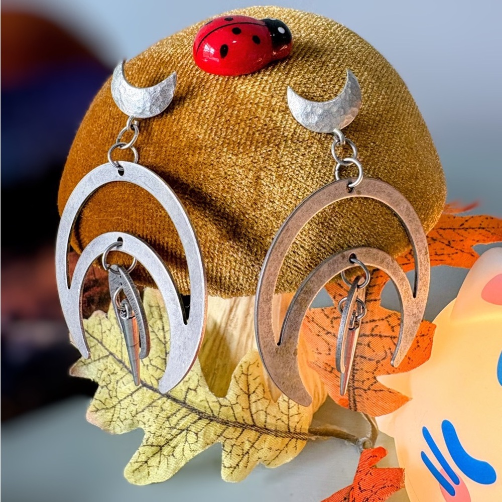 Silver Crescent Moon Earrings